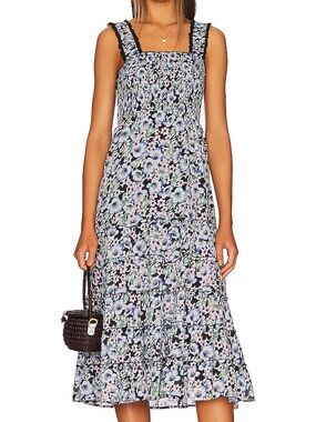 Heartloom Yara Maui Floral Square-Neck Midi Dress Revolve size XS